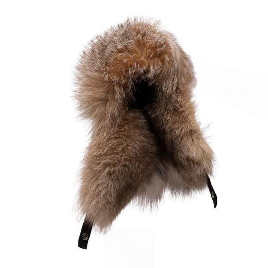 Fox fur and leather Aviator hat