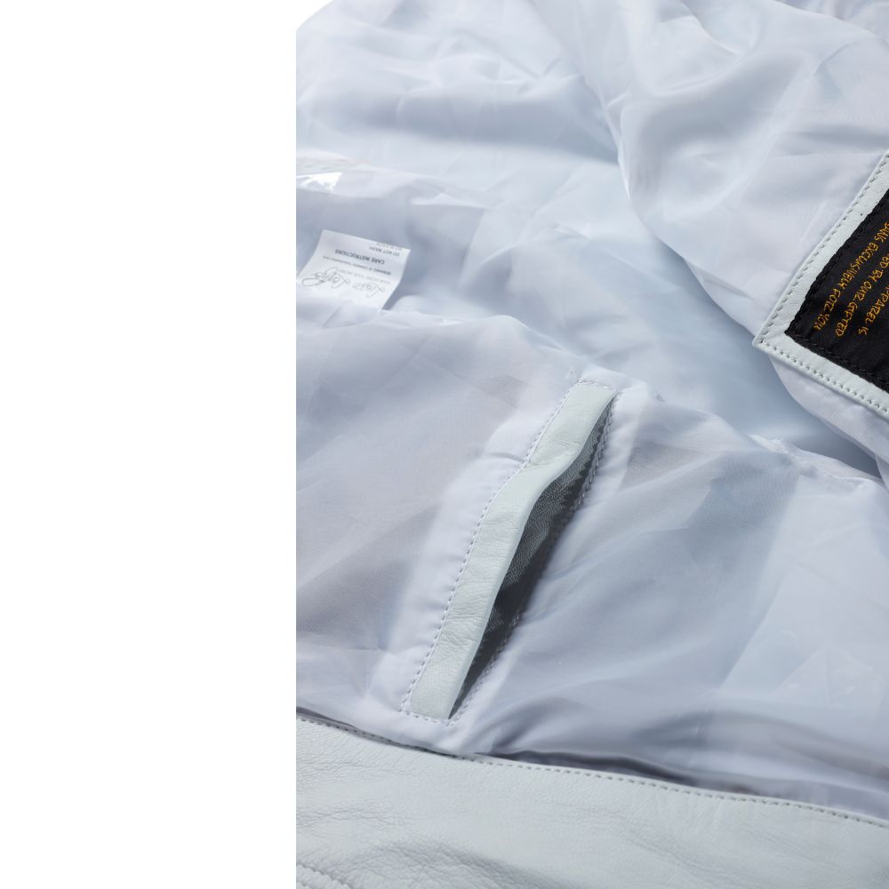 Plain White moto style leather jacket