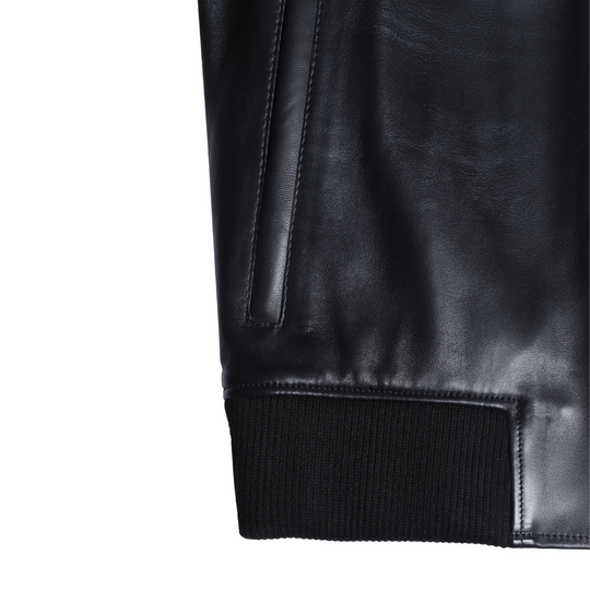 Navea women's black oversized leather jacket