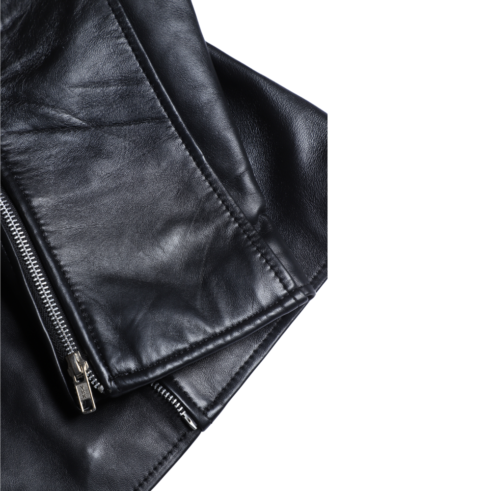 Zelora black oversized biker style jacket