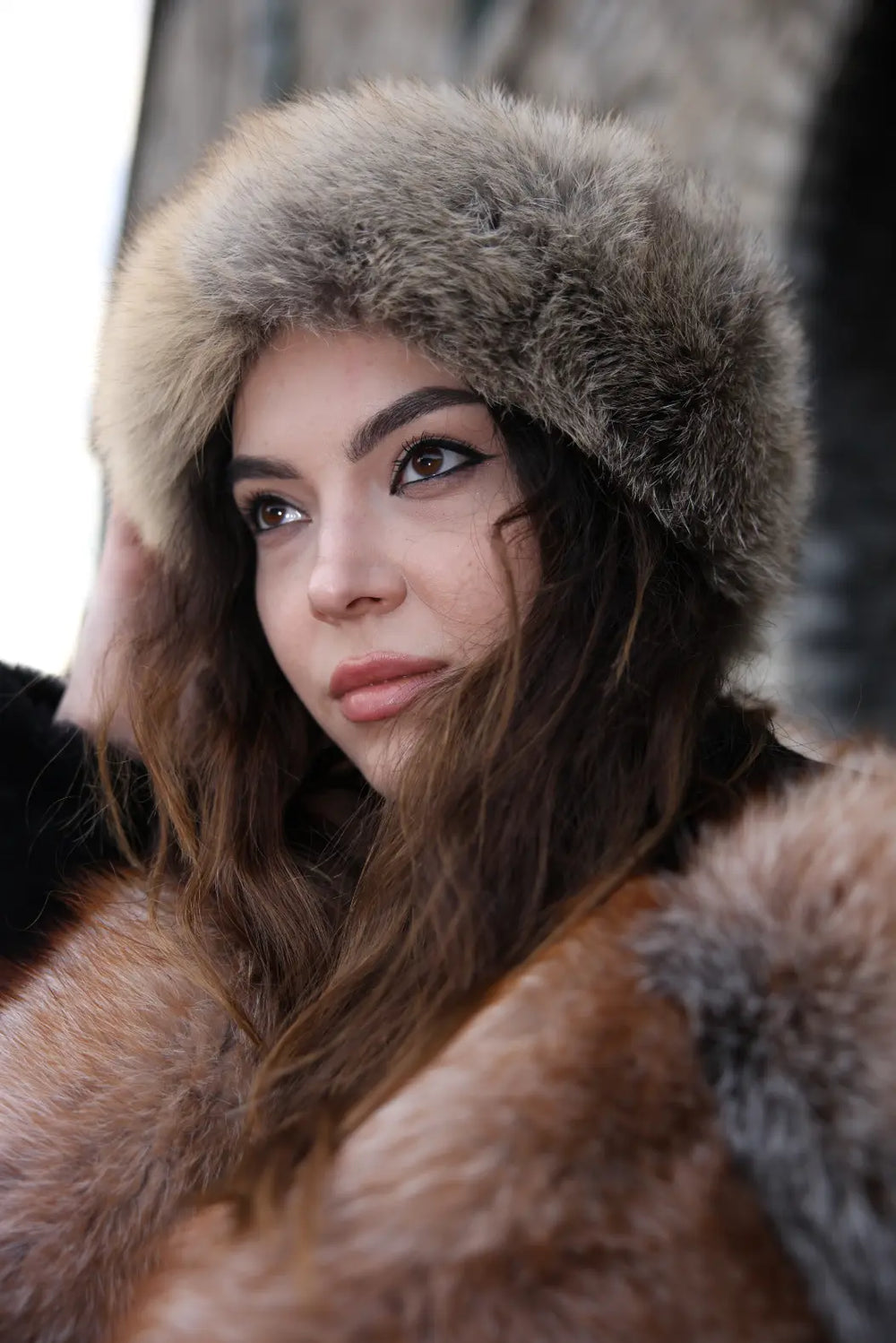 Natural fox fur headband