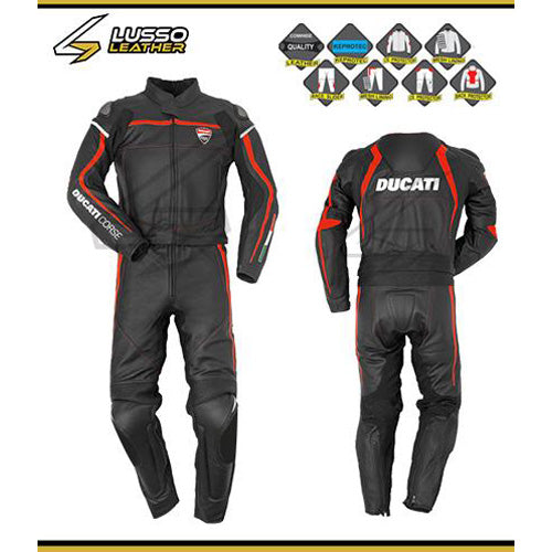Soft black and red Ducati leather suit