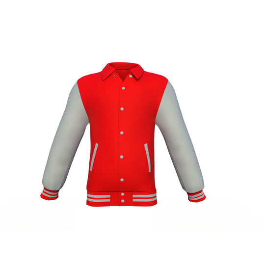 Excellent Design & Comfort Grey Sleeves Red Varsity Letterman Jacket