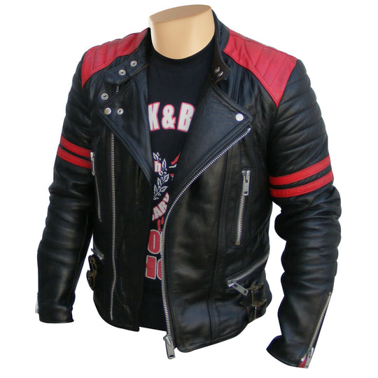 Warm and Soft Rodger's red and black biker Leather jacket