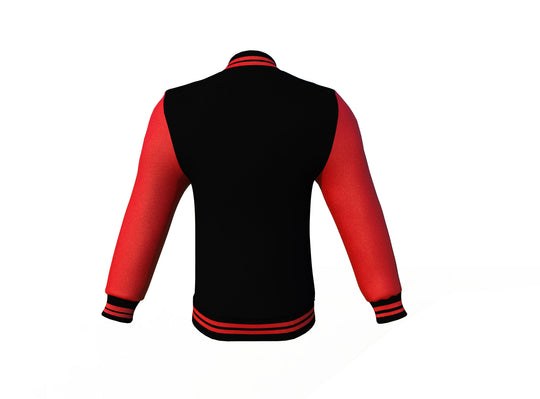 Lightweight Red Sleeves Black Varsity Letterman Jacket
