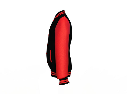 Lightweight Red Sleeves Black Varsity Letterman Jacket