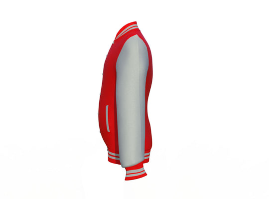 Excellent Design & Comfort Grey Sleeves Red Varsity Letterman Jacket