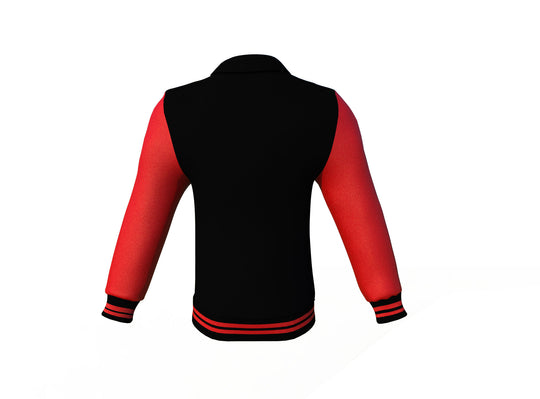 Lightweight Red Sleeves Black Varsity Letterman Jacket