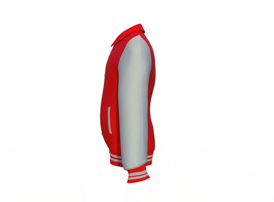 Excellent Design & Comfort Grey Sleeves Red Varsity Letterman Jacket
