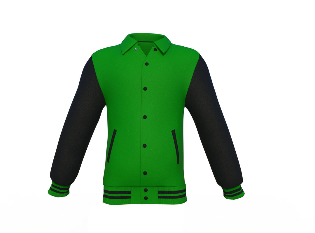 Comfortable Black Sleeves Dark Green Varsity Letterman Jacket