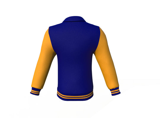 Lightweight Navy Varsity Letterman Jacket with Gold Sleeves