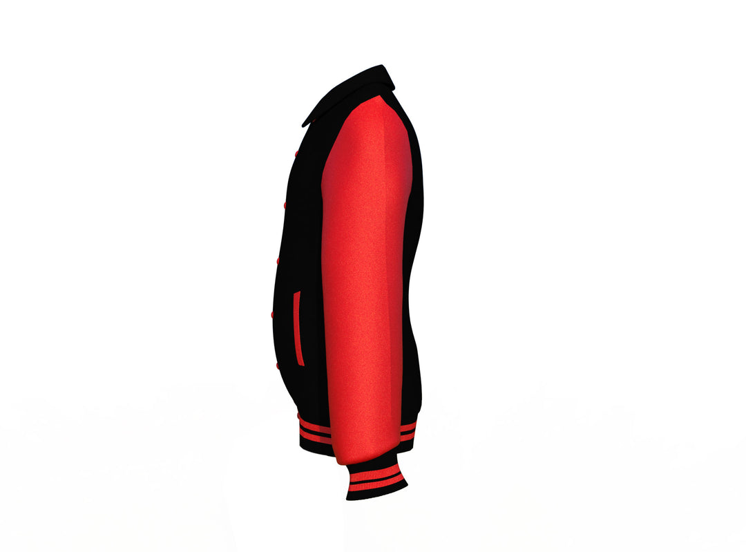 Lightweight Red Sleeves Black Varsity Letterman Jacket