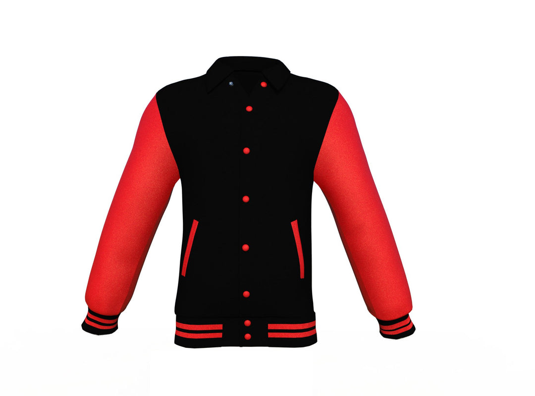 Lightweight Red Sleeves Black Varsity Letterman Jacket
