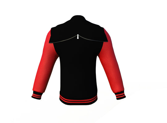 Lightweight Red Sleeves Black Varsity Letterman Jacket