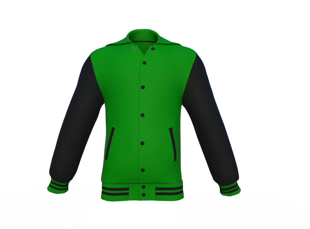 Comfortable Black Sleeves Dark Green Varsity Letterman Jacket
