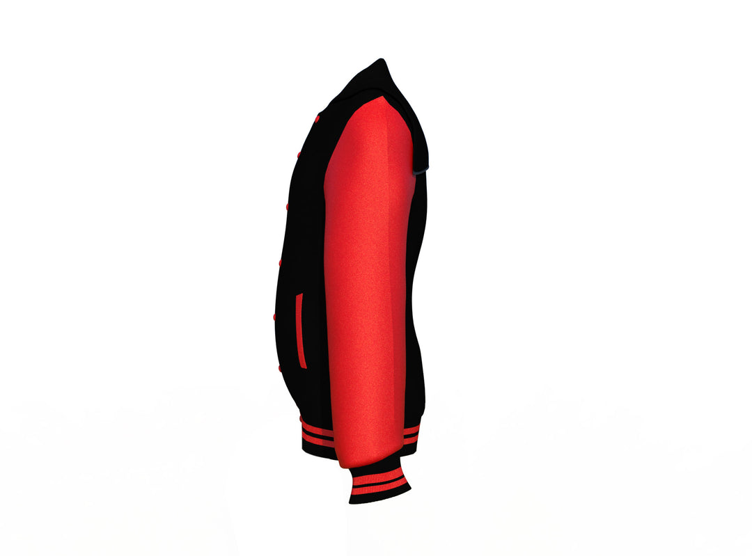 Lightweight Red Sleeves Black Varsity Letterman Jacket