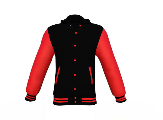 Lightweight Red Sleeves Black Varsity Letterman Jacket