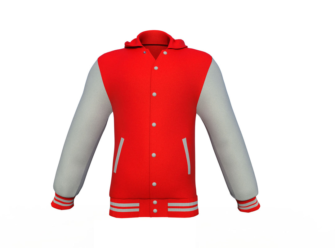 Excellent Design & Comfort Grey Sleeves Red Varsity Letterman Jacket
