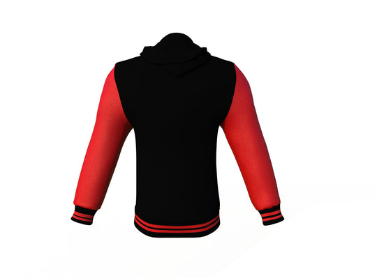 Lightweight Red Sleeves Black Varsity Letterman Jacket