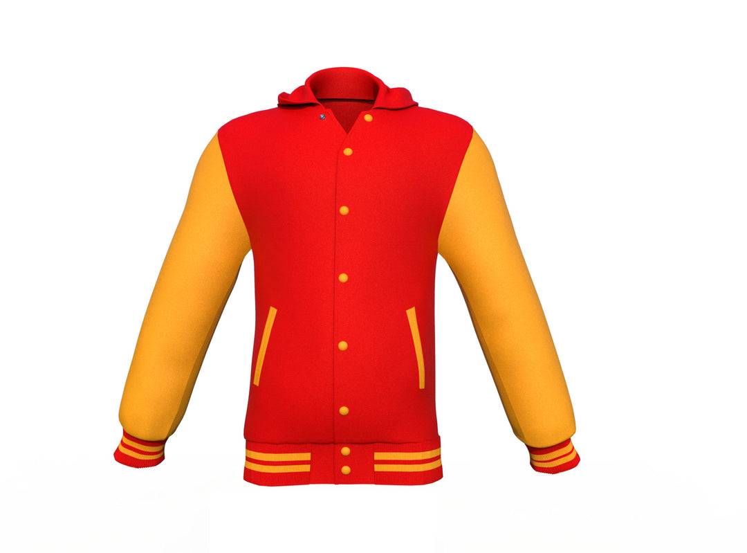 Comfortable Gold Sleeves Red Varsity Letterman Jacket
