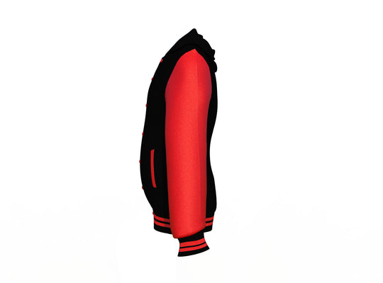 Lightweight Red Sleeves Black Varsity Letterman Jacket
