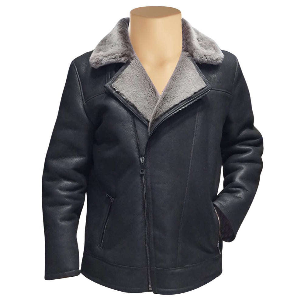 Drake's Black Shearling Car Coat