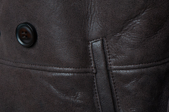 lightweight Brown Shearling Buttoned Coat