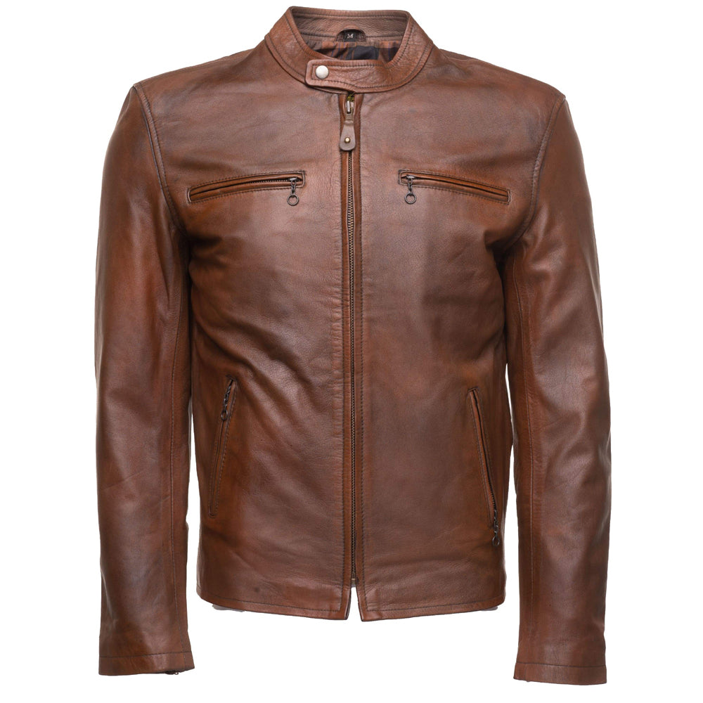 Trendy Nick Hawley Cafe Racer Leather Jacket