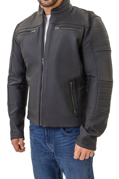 Alexander Matte leather Cafe Racer motorcycle jacket