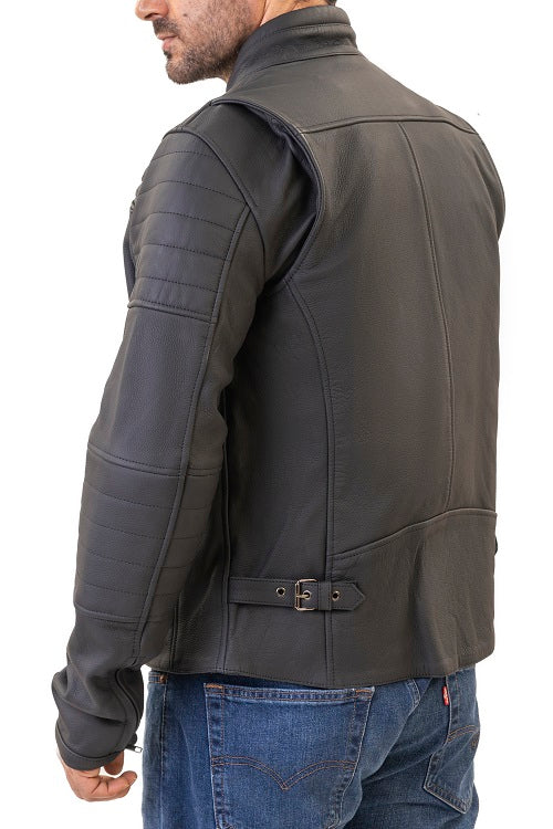 Alexander Matte leather Cafe Racer motorcycle jacket