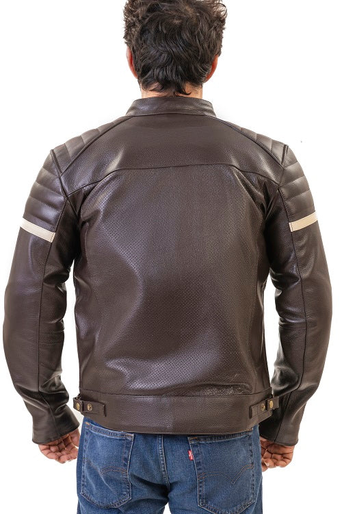 Brown Cafe Racer Padded Premium Leather Armored Motorcycle Jacket