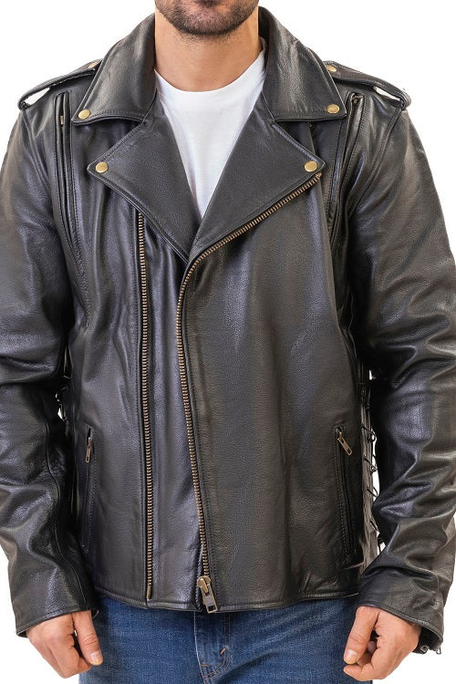 Flint Black double rider Motorcycle leather jacket