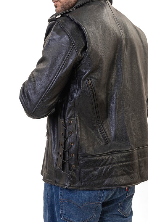 Flint Black double rider Motorcycle leather jacket