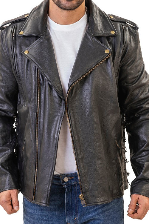 Flint Black double rider Motorcycle leather jacket