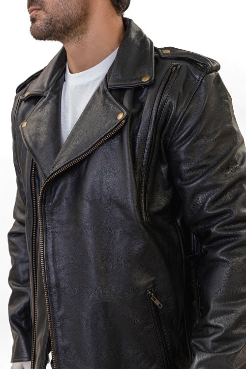 Flint Black double rider Motorcycle leather jacket