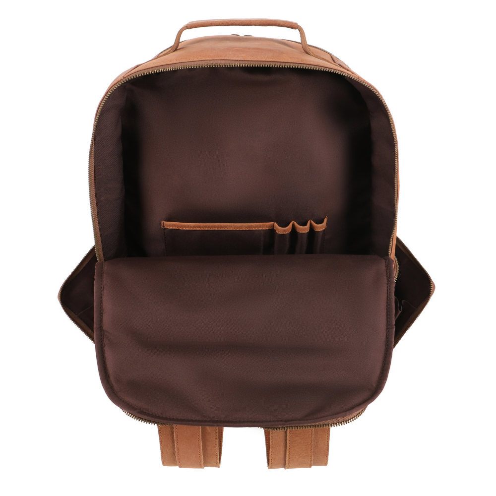 Tan Brown Leather Backpack