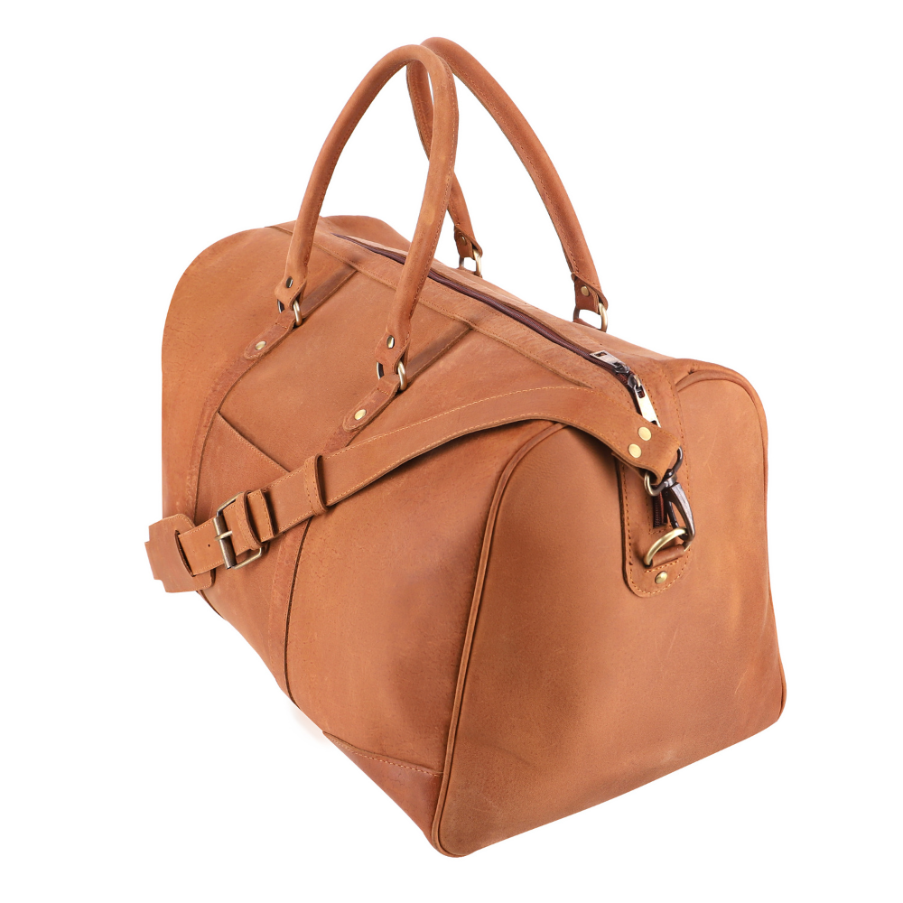 Tan Brown Leather Duffle