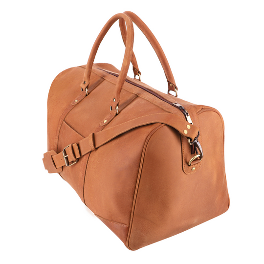 Tan Brown Leather Duffle