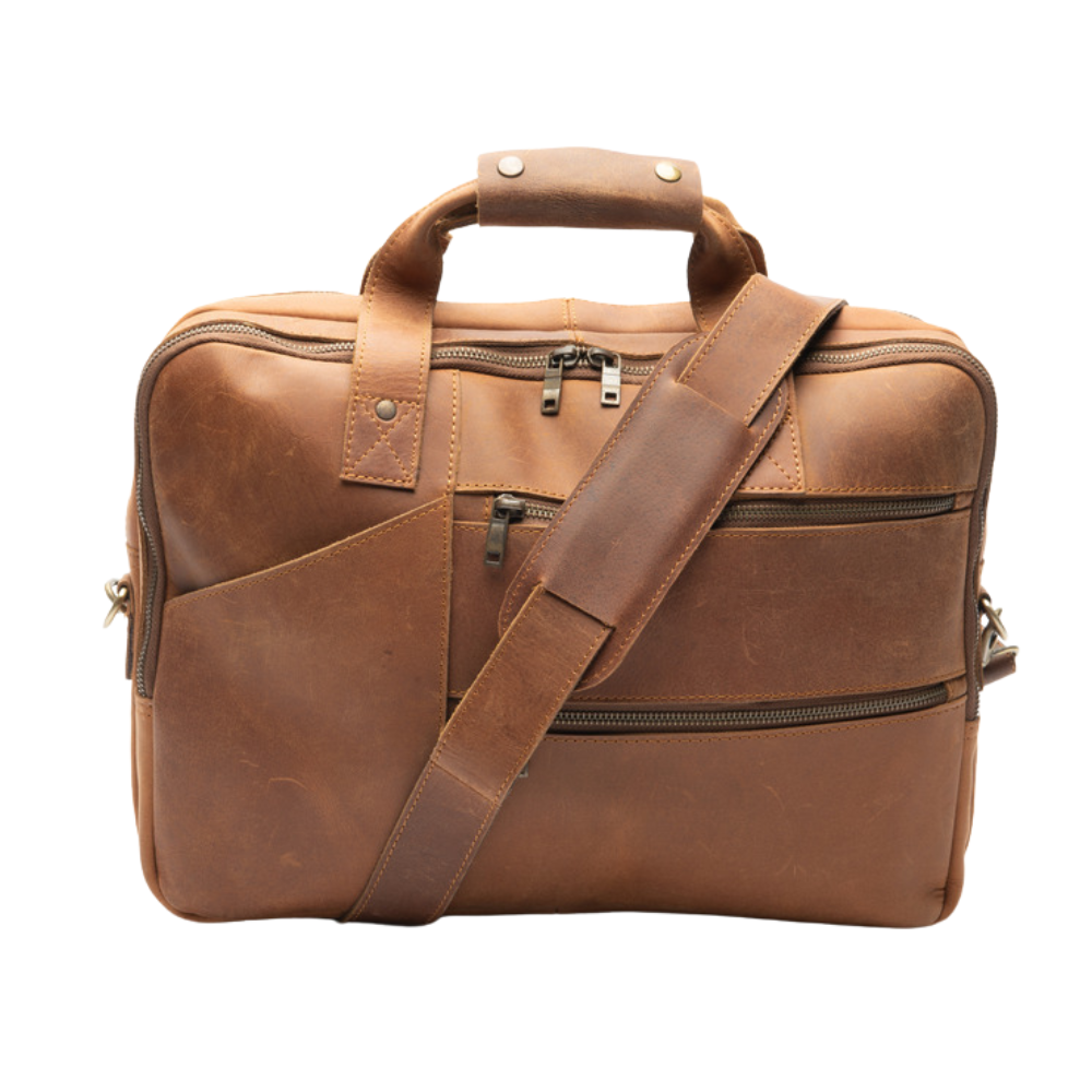 Tan Leather Briefcase laptop Bag