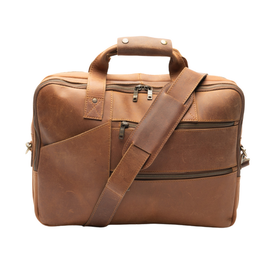 Tan Leather Briefcase laptop Bag