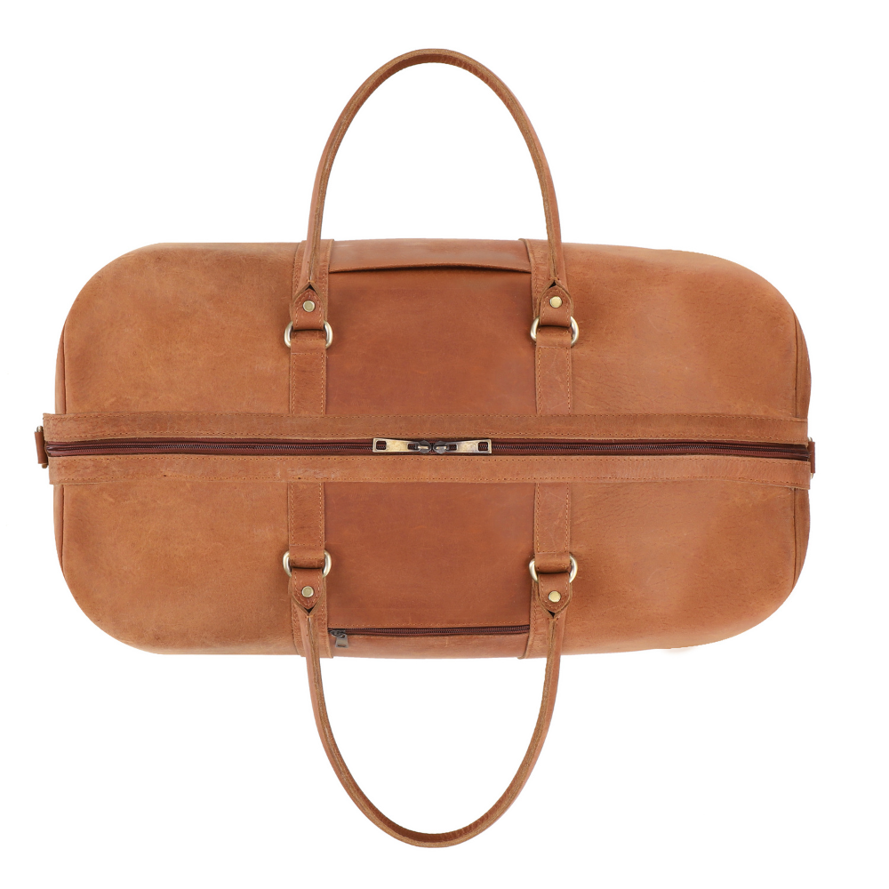 Tan Brown Leather Duffle