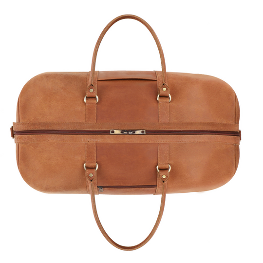 Tan Brown Leather Duffle