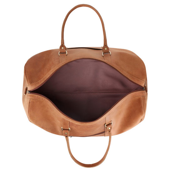 Tan Brown Leather Duffle