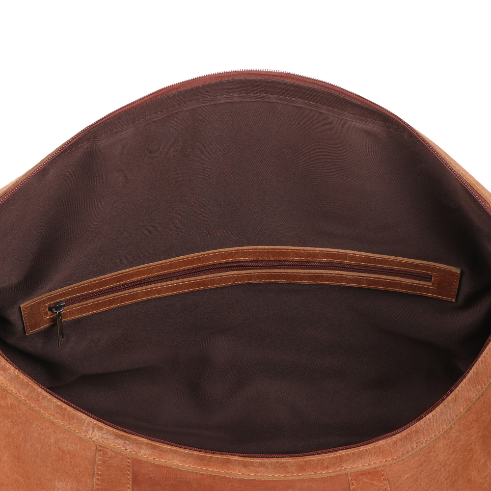 Tan Brown Leather Duffle