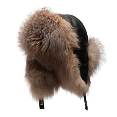 Fox fur and leather Aviator hat