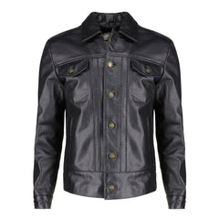 Griff black denim style leather jacket