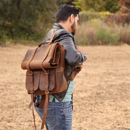 Parsons Roll Top Vintage Oiled Cowhide Backpack