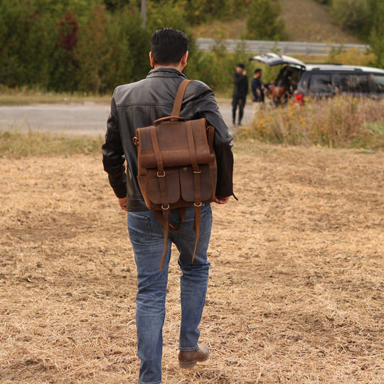 Parsons Roll Top Vintage Oiled Cowhide Backpack