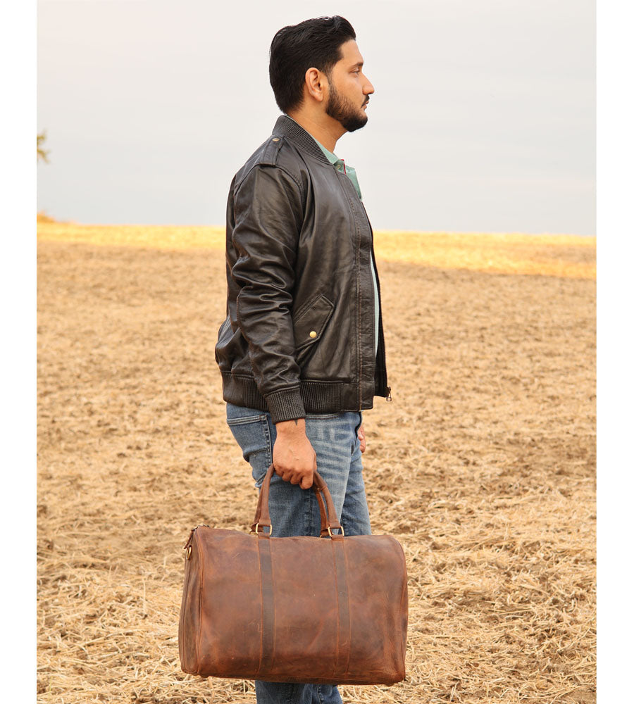 Vintage Leather Business Travel Duffel Bag