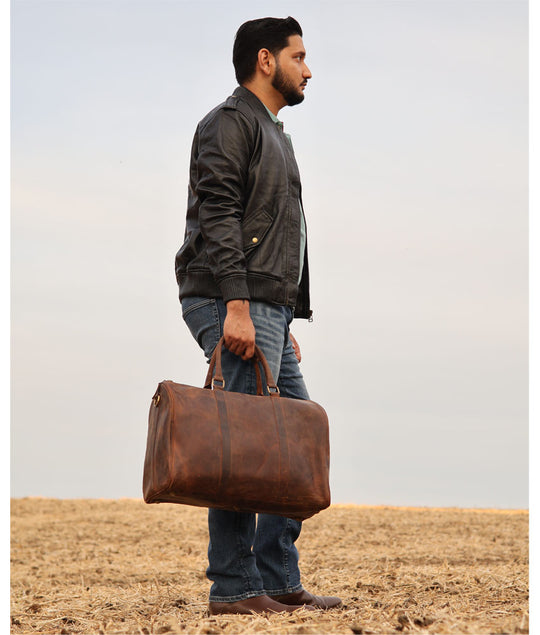 Vintage Leather Business Travel Duffel Bag